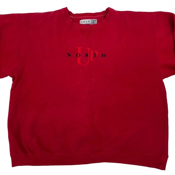 Gear For Sports Tops - VINTAGE Michigan Gear For Sports Up North Crew Neck Pullover Red Sweatshirt